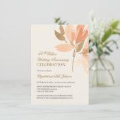 Invitation Noces de pêche florale crème or 50e anniversaire d (Debout devant)