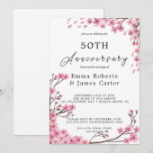Invitation Noces de peonies romantiques 50 ans (Devant / Derrière)