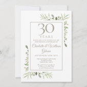Invitation Noces de perle 30 ans de mariage Floral Végétal (Devant)