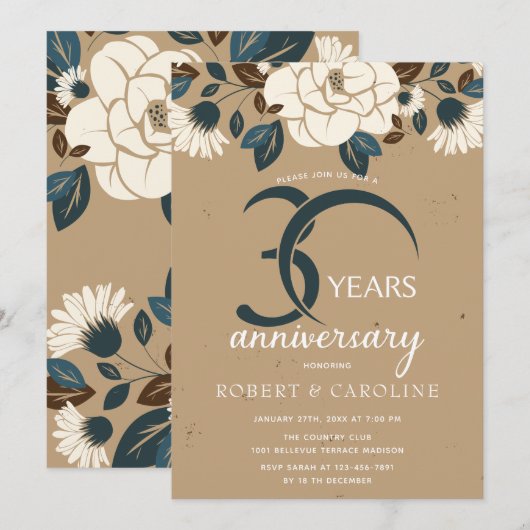 Invitation Noces de perle 30e anniversaire de mariage (Devant / Derrière)