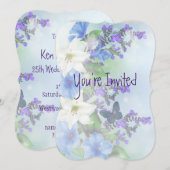 Invitation Noces de perle Asters Jardin Fleur (Devant / Derrière)