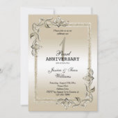 Invitation Noces de Perle et de Paillettes 1er Anniversaire d (Devant)