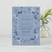 Invitation Noces de Pivoine Azur Acier (Debout devant)