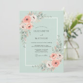 Invitation Noces de Pivoine Corail Mousse de Mer (Debout devant)