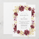 Invitation Noces de Pivoine Ocre Pourpre (Devant / Derrière)