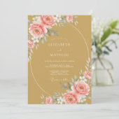 Invitation Noces de Pivoine Rouge Ocre (Debout devant)