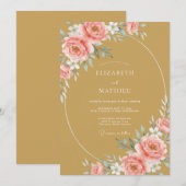 Invitation Noces de Pivoine Rouge Ocre (Devant / Derrière)