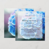 Invitation Noces de porcelaine Hydrangea Bleu Violet 50ème An (Devant / Derrière)