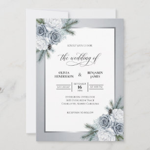Invitation Noces de poussière de feuillage de eucalyptus gris