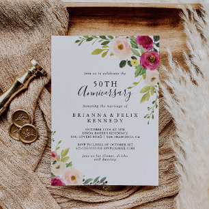 Invitation Noces de rose 50e anniversaire de mariage