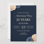 Invitation Noces de Rose Bleue Marine (Devant)