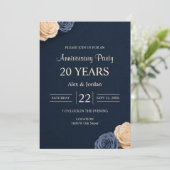 Invitation Noces de Rose Bleue Marine (Debout devant)