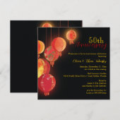 Invitation Noces de rouge lanternes 50e anniversaire de maria (Devant / Derrière)