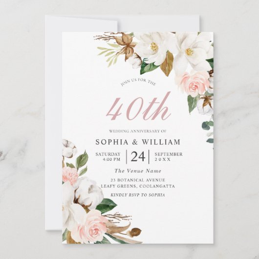 Invitation Noces de rubis 40 ans de mariage (Devant)