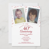 Invitation Noces de rubis 40 ans Photos d'enfance (Devant)