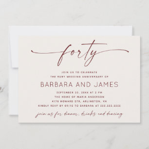 Invitation Noces de rubis 40e anniversaire de mariage Photo