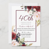 Invitation Noces de rubis Floral 40e Anniversaire de mariage (Devant)
