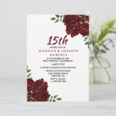Invitation Noces de rubis Rose rouge Bourgogne 15e anniversai (Debout devant)