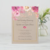 Invitation Noces de rustique rose 50e anniversaire de mariage (Debout devant)