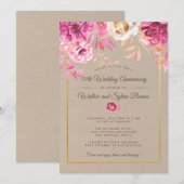 Invitation Noces de rustique rose 50e anniversaire de mariage (Devant / Derrière)