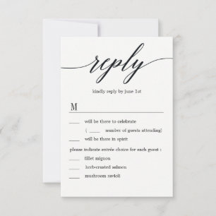 Invitation Noces de script moderne RSVP avec options de menu