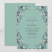 Invitation Noces de Vigne d'Argent Mousse de Mer (Devant / Derrière)