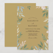 Invitation Noces de vigne dorée ocre (Devant / Derrière)