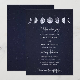 Invitation Noces des Phases Lunaires Célestes Écrites dans le