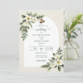 Invitation Noces d'hiver Roses de Noël de verdure Arch (Debout devant)