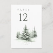 Invitation Noces d'hiver rustiques n° de tableau vert ID1049 (Devant)