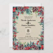 Invitation Noces d'hiver Vacances Berries de Noël Cône de pin (Devant)