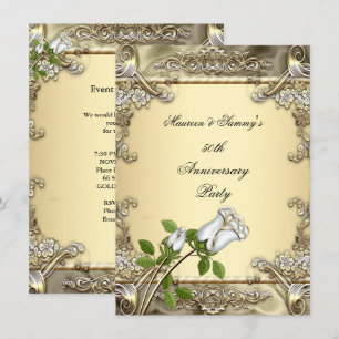 Invitation Noces d'or 50 ans de mariage Rose Or Crème