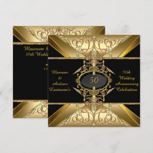 Invitation Noces d'or 50e Anniversaire de Mariage Bijou Doré