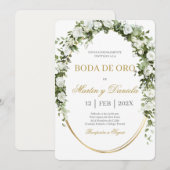 Invitation Noces d'or avec bouquet de fleurs blanches (Devant / Derrière)