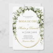 Invitation Noces d'or avec bouquet de fleurs blanches (Devant)