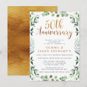 Invitation Noces d'or Calligraphie Vert de gris 50e anniversa (Devant / Derrière)