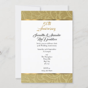 Invitation Noces d'or damassé 50e anniversaire de mariage