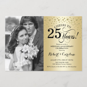 Invitation Noces d'or de 25 ans de mariage avec photo