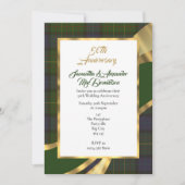 Invitation Noces d'or de 50 ans de mariage en tartan vert (Devant)