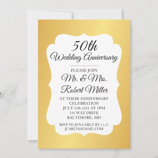 Invitation - Noces d'or de 50e anniversaire de mar (Devant)