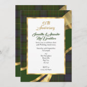 Invitation Noces d'or en tartan vert (Devant / Derrière)