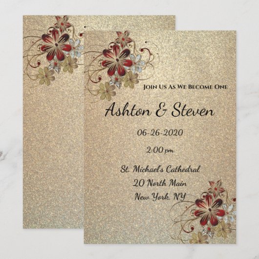 Invitation Noces d'or et de paillettes (Devant / Derrière)