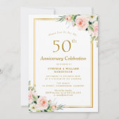 Invitation noces d'or et de rose 50e anniversaire de mariage (Devant)