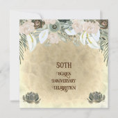 Invitation Noces d'or Fleurs aquarelle vert sauge (Devant)