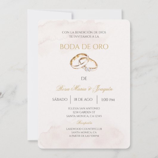 Invitation Noces d'or modifiables (Devant)
