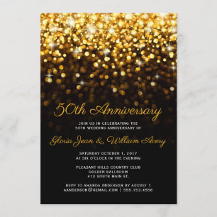 Invitation Noces d'or Noir Hollywood Glam 50e anniversaire de