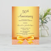 Invitation noces d'or ruban doré 50 ans (Debout devant)