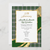 Invitation Noces d'or tartan écossais vert (Devant)