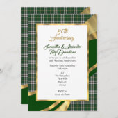 Invitation Noces d'or tartan écossais vert (Devant / Derrière)