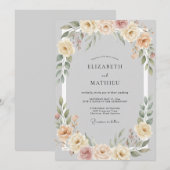 Invitation Noces Douces Fleur de Pêcher (Devant / Derrière)